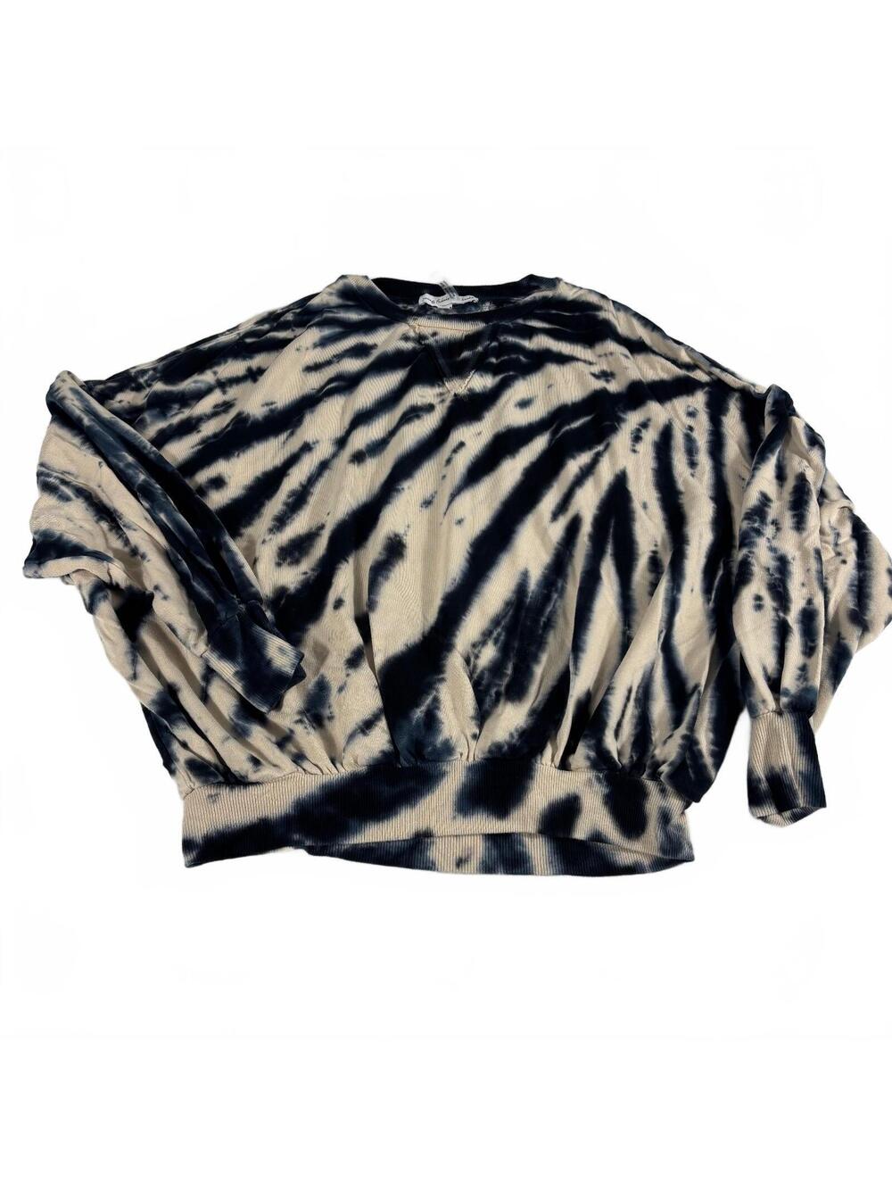 Young Fabulous & Broke Women's Navy Cream Slouchy Tie-Dye Sweatshirt S